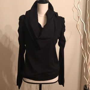 Gorgeous cowl neck sweater with ruched shoulder
